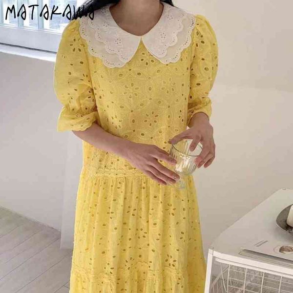 matakawa loose puff sleeve woman dress korea chic peter pan collar robe femme hollow out lace embroidery vestido feminino 210513, Black;gray
matakawa loose puff sleeve woman dress korea chic peter pan collar robe femme hollow out lace embroidery vestido feminino 210513, Black;gray
