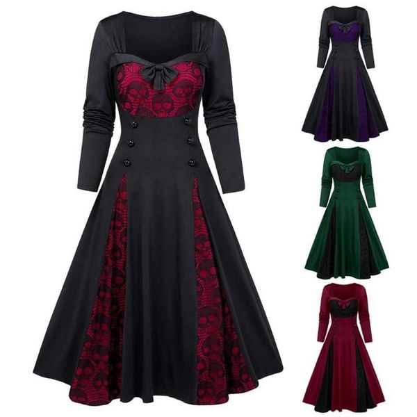 casual dresses women plus size halloween skull lace insert mock button bowknot dress gothic vintage patchwork goth # o1bm, Black;gray
casual dresses women plus size halloween skull lace insert mock button bowknot dress gothic vintage patchwork goth # o1bm, Black;gray