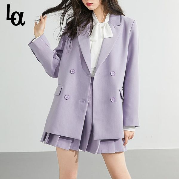 spring retro plaid women purple two piece set double breasted long sleeve blazer pleated skirts fashion suit 210519, White
spring retro plaid women purple two piece set double breasted long sleeve blazer pleated skirts fashion suit 210519, White