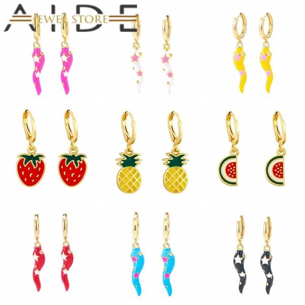 hoop & huggie aide copper multicolor enamel fruit chily earring for women girls korean dripping oil circle earrings pendientes brincos, Golden;silver 
hoop & huggie aide copper multicolor enamel fruit chily earring for women girls korean dripping oil circle earrings pendientes brincos, Golden;silver