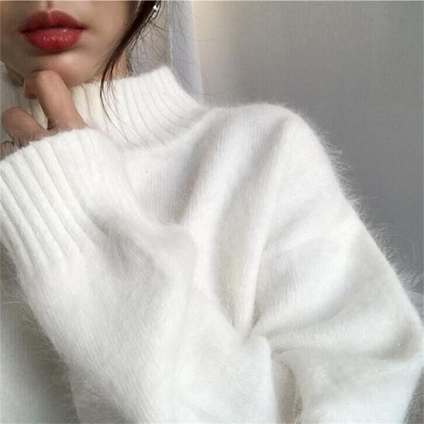 winter women solid long sleeve soft sweater lady velvet korean style knitted pullovers female turtleneck loose 210519, White;black
winter women solid long sleeve soft sweater lady velvet korean style knitted pullovers female turtleneck loose 210519, White;black