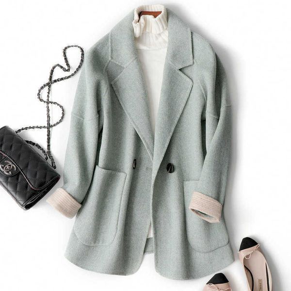 mozuleva double cashmere winter woolen coat for women green color korean simple short style wool coats 210706, Black
mozuleva double cashmere winter woolen coat for women green color korean simple short style wool coats 210706, Black