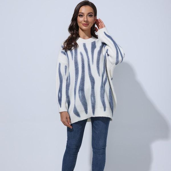 women's sweaters print knitted sweater women elegant green striped oversized pullover outer winter loose long streetwear, White;black
women's sweaters print knitted sweater women elegant green striped oversized pullover outer winter loose long streetwear, White;black