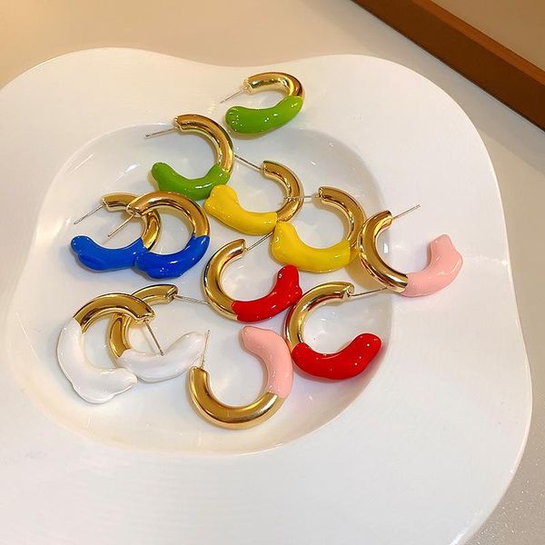 hoop & huggie 2021 korea trendy sweet retro colorful drip-glazed c-shaped earrings for women girls aesthetic jewelry party gift, Golden;silver
hoop & huggie 2021 korea trendy sweet retro colorful drip-glazed c-shaped earrings for women girls aesthetic jewelry party gift, Golden;silver
