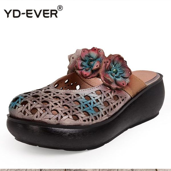 slippers summer round toes women handmade retro flower hollow out genuine leather shoes lady platform wedge slides, Black
slippers summer round toes women handmade retro flower hollow out genuine leather shoes lady platform wedge slides, Black
