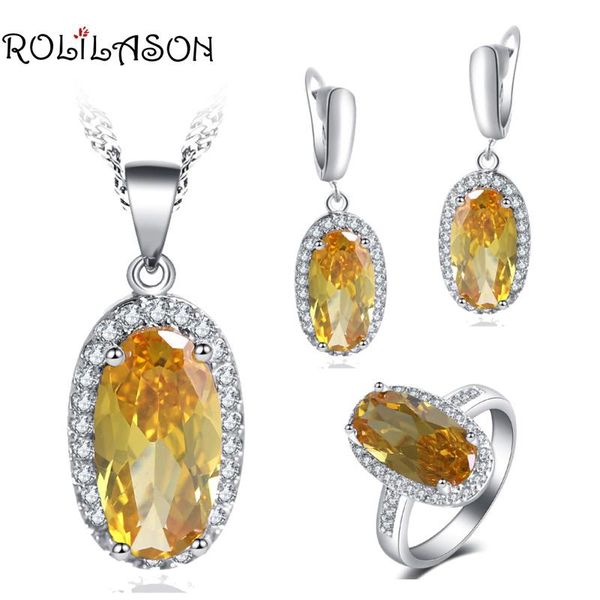 earrings & necklace rolilason luxury design elegant oval shape set for girl yellow zircon silver plated rings jewelry sets js756
earrings & necklace rolilason luxury design elegant oval shape set for girl yellow zircon silver plated rings jewelry sets js756