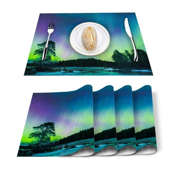 table runner 4/6 pcs placemat northern lights printed mat for tables heat-insulation cotton linen kitchen dining pads
table runner 4/6 pcs placemat northern lights printed mat for tables heat-insulation cotton linen kitchen dining pads
