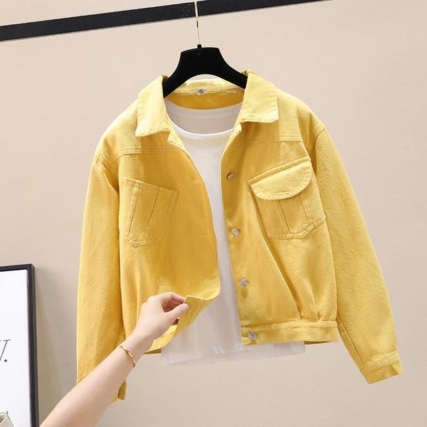 women's jackets spring autumn jeans jacket women short korean denim coat purple yellow outerwear female plus size basic coats fashion c, Black;brown
women's jackets spring autumn jeans jacket women short korean denim coat purple yellow outerwear female plus size basic coats fashion c, Black;brown