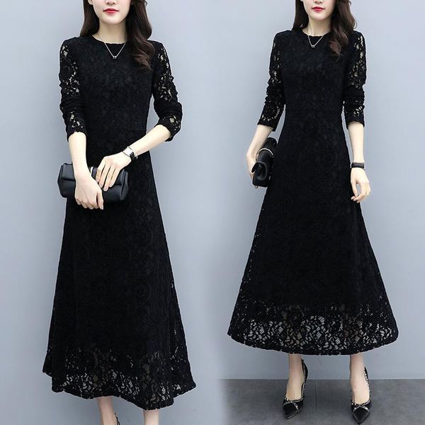 women's dress 2021 spring autumn models korean long-sleeved lace female fashion temperament was thin long dresses l838 casual, Black;gray
women's dress 2021 spring autumn models korean long-sleeved lace female fashion temperament was thin long dresses l838 casual, Black;gray