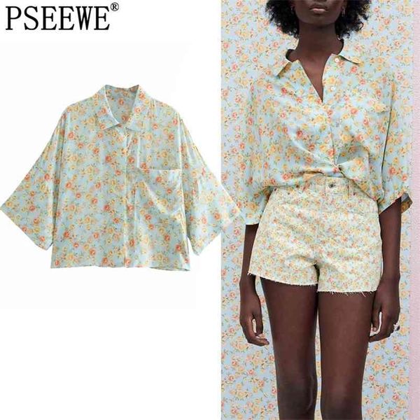 women shirt blue floral crop summer woman short sleeve vintage blouse female casual button up beach 210519, White
women shirt blue floral crop summer woman short sleeve vintage blouse female casual button up beach 210519, White