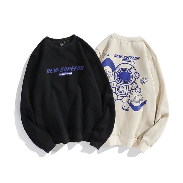 men's hoodies & sweatshirts 2021 autumn/winter trendy high street astronaut print loose round neck casual plus velvet sweater men, Black
men's hoodies & sweatshirts 2021 autumn/winter trendy high street astronaut print loose round neck casual plus velvet sweater men, Black