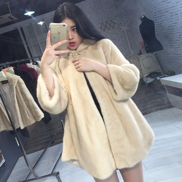 women's fur & faux 2021 imported material hooded mink coat long style outerwear coats winter clothing female, Black
women's fur & faux 2021 imported material hooded mink coat long style outerwear coats winter clothing female, Black