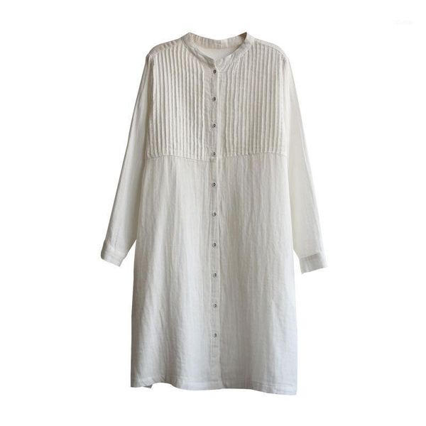 autumn women's cotton yarn dress long sleeve japanese plus size loose stand collar shirt skirt blouses & shirts, White
autumn women's cotton yarn dress long sleeve japanese plus size loose stand collar shirt skirt blouses & shirts, White
