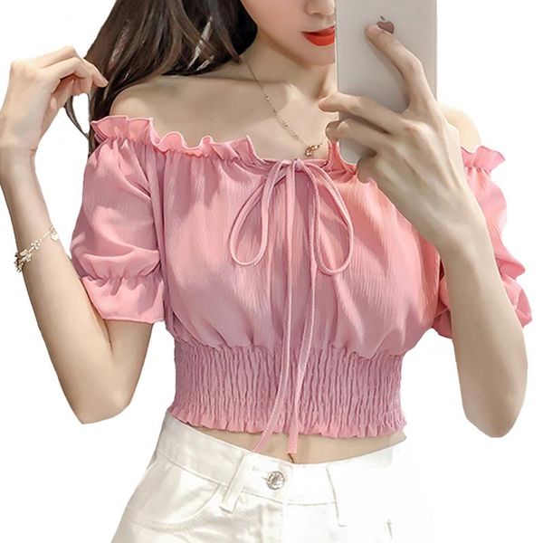 women's blouses & shirts summer crop korean chiffon blouse slash neck bow tie women short shirt blusa feminina, White
women's blouses & shirts summer crop korean chiffon blouse slash neck bow tie women short shirt blusa feminina, White