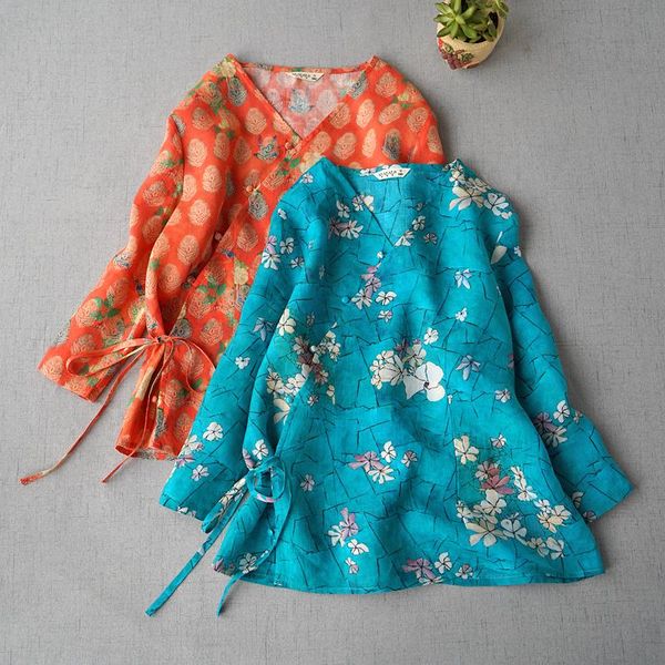 spring summer women loose chinese style buttons slant opening print comfortable water washed thin ramie v-neck shirt ethnic clothing, Red
spring summer women loose chinese style buttons slant opening print comfortable water washed thin ramie v-neck shirt ethnic clothing, Red