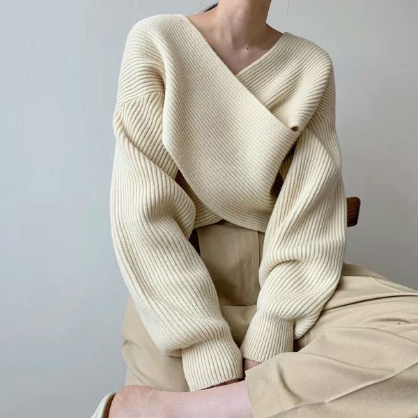 women's sweaters decrease in cross woman's nightgown streetwear loose knitted fabrics autumn solid or crocheted, White;black
women's sweaters decrease in cross woman's nightgown streetwear loose knitted fabrics autumn solid or crocheted, White;black