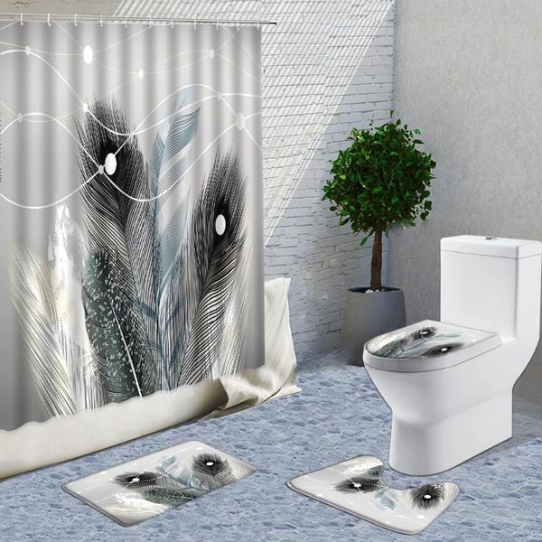 shower curtains feather printing curtain 4pcs sets luxury polyester cloth nordic nationality style bath mats toilet cover rugs
shower curtains feather printing curtain 4pcs sets luxury polyester cloth nordic nationality style bath mats toilet cover rugs