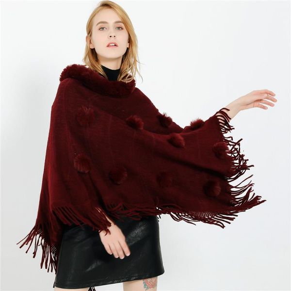 scarves elegant women's winter faux fur collar pullover sweater ponchos and capes with tassels solid color cashmere scarfs for ladies, Blue;gray
scarves elegant women's winter faux fur collar pullover sweater ponchos and capes with tassels solid color cashmere scarfs for ladies, Blue;gray
