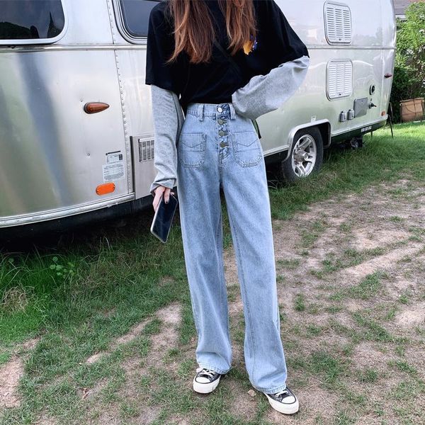 women's jeans 2021 high-waisted wide-leg women are thinner and show high mopping loose drape soft, Blue
women's jeans 2021 high-waisted wide-leg women are thinner and show high mopping loose drape soft, Blue