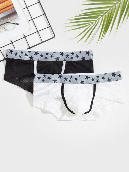 men 2pcs honeycomb textured contrast star tape brief x85m#, Black;brown
men 2pcs honeycomb textured contrast star tape brief x85m#, Black;brown