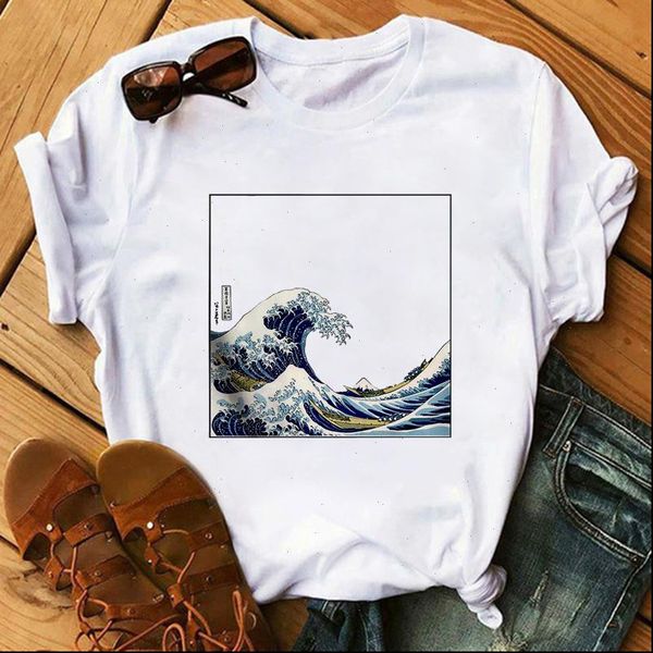 women wave aesthetic t shirt tumblr 90s fashion short sleeves tees summer shirts casual o neck cool, White
women wave aesthetic t shirt tumblr 90s fashion short sleeves tees summer shirts casual o neck cool, White