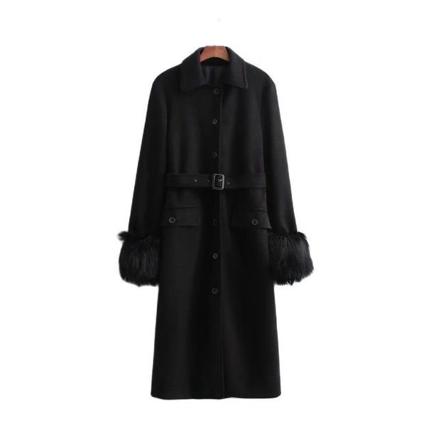 women's wool & blends dylqfs 2021 women autumn office lady black fur decorate long sleeve park coat female vintage sashes single-breast 
women's wool & blends dylqfs 2021 women autumn office lady black fur decorate long sleeve park coat female vintage sashes single-breast