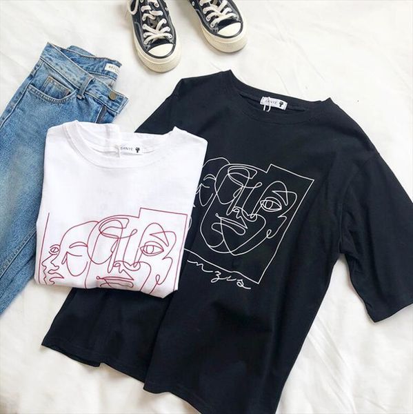retro temperament abstract print women t shirt summer loose comfortable round neck short sleeved, White
retro temperament abstract print women t shirt summer loose comfortable round neck short sleeved, White