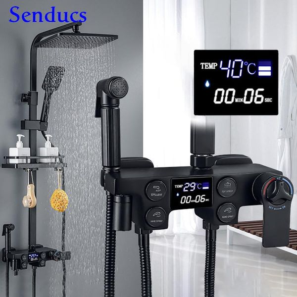 bathroom shower set senducs matte black digital system solid brass bathtub faucet thermostatic mixer sets
bathroom shower set senducs matte black digital system solid brass bathtub faucet thermostatic mixer sets