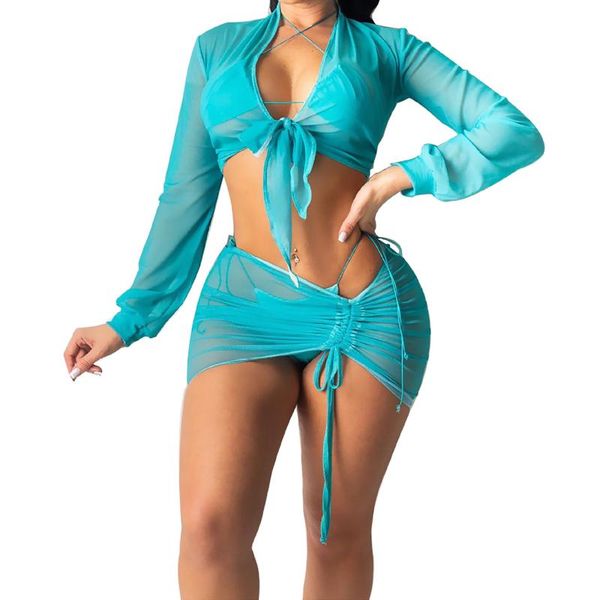 women's swimwear long sleeve bikini female swimsuit women fashion solid color net yarn sunscreen set four piece, White;black
women's swimwear long sleeve bikini female swimsuit women fashion solid color net yarn sunscreen set four piece, White;black