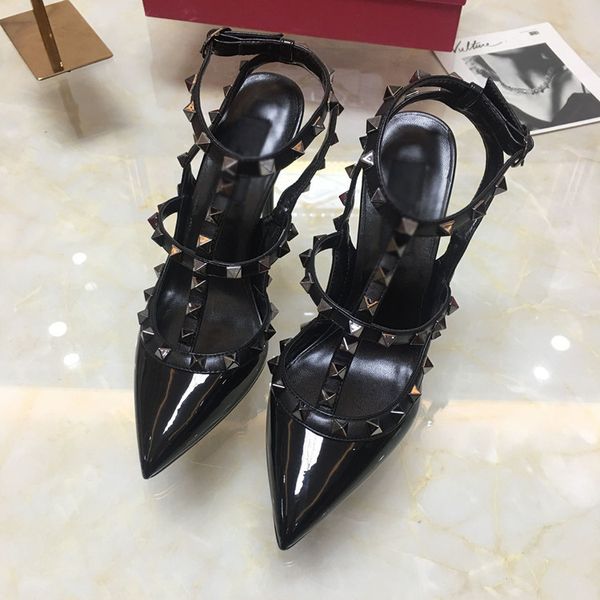 original logo women studded strappy dress shoes designer pointed toe 2-strap with studs high heels leather rivets sandals size 35-43, Black
original logo women studded strappy dress shoes designer pointed toe 2-strap with studs high heels leather rivets sandals size 35-43, Black