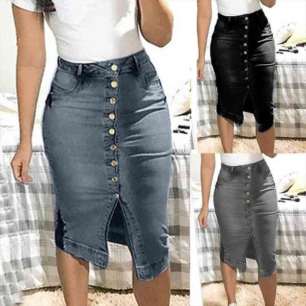 denim fashion summer button womens skirt design split front open casual large size jeans soft, Black
denim fashion summer button womens skirt design split front open casual large size jeans soft, Black