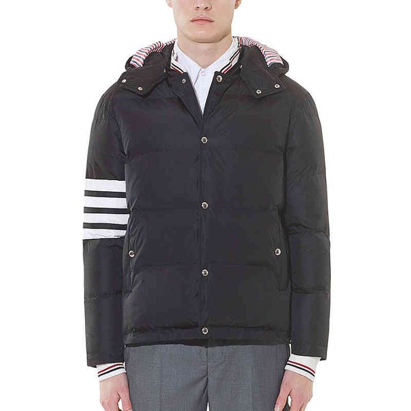 tb 2021 thom fashion brand et men slim fit hooded short down coat striped solid thick casual winter clothing male, Black;white
tb 2021 thom fashion brand et men slim fit hooded short down coat striped solid thick casual winter clothing male, Black;white