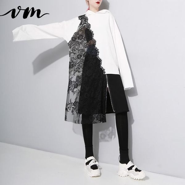 women's hoodies & sweatshirts vm women lace patchwork irregular oversized hoodie asymmetry casual streetwear coat color matching 2021, Black
women's hoodies & sweatshirts vm women lace patchwork irregular oversized hoodie asymmetry casual streetwear coat color matching 2021, Black