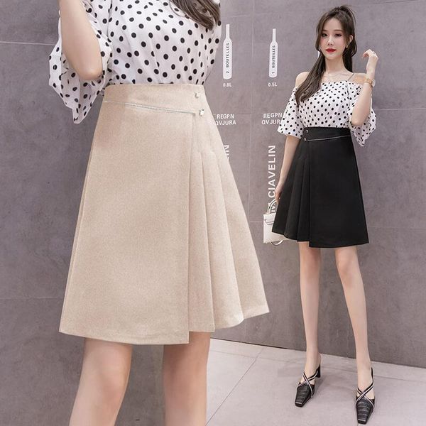 skirts irregular pleated women's summer 2021 medium length a-line , hip high waist one-step, Black
skirts irregular pleated women's summer 2021 medium length a-line , hip high waist one-step, Black