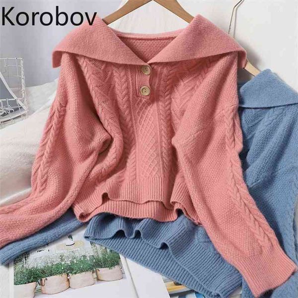 korobov sweet chic long sleeve turn-down collar sweaters vintage korean knitted autumn winter jumper femme elegant sueter mujer 210430, White;black
korobov sweet chic long sleeve turn-down collar sweaters vintage korean knitted autumn winter jumper femme elegant sueter mujer 210430, White;black