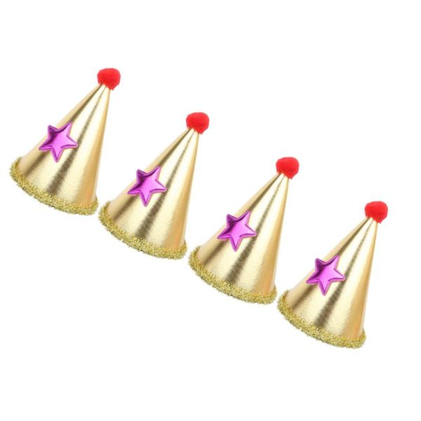 party hats 4pcs birthday pompon kids cap star and heart design hat decorations for child(gold)
party hats 4pcs birthday pompon kids cap star and heart design hat decorations for child(gold)