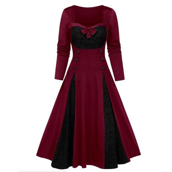 plus size retro swing long sleeve vintage dress 50s red black green patchwork vestidos women winter valentines day party casual dresses, Black;gray
plus size retro swing long sleeve vintage dress 50s red black green patchwork vestidos women winter valentines day party casual dresses, Black;gray