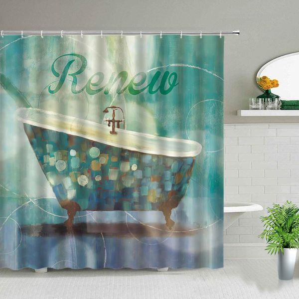 european style retro bathtub pattern shower curtains 3d printing bathroom screen toilet partition decor bath curtain with hooks
european style retro bathtub pattern shower curtains 3d printing bathroom screen toilet partition decor bath curtain with hooks