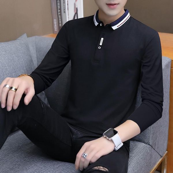 men's polos 2021 autumn brand mens long sleeve shirts casual lapel korean style fashion slim shirt, White;black
men's polos 2021 autumn brand mens long sleeve shirts casual lapel korean style fashion slim shirt, White;black