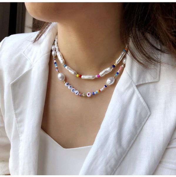 chokers european and american heart love letter jewelry pearl necklace female bohemian color rice bead neck clavicle chain, Golden;silver
chokers european and american heart love letter jewelry pearl necklace female bohemian color rice bead neck clavicle chain, Golden;silver