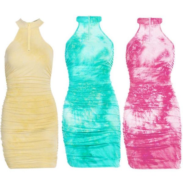 women sleeveless ruched bodycon mini dress bright neon tie-dye printed halter zipper up turtleneck party clubwear casual dresses, Black;gray
women sleeveless ruched bodycon mini dress bright neon tie-dye printed halter zipper up turtleneck party clubwear casual dresses, Black;gray