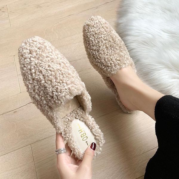 slippers curly fur mules shoes woman brief solid close toe flats slides flock comfy casual plush brand korean femme flip flops, Black
slippers curly fur mules shoes woman brief solid close toe flats slides flock comfy casual plush brand korean femme flip flops, Black