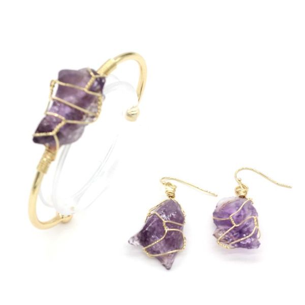 earrings & necklace 100-unique light yellow gold color irregular shape amethysts stone bangle blue crystal wire wrap jewelry set, Silver
earrings & necklace 100-unique light yellow gold color irregular shape amethysts stone bangle blue crystal wire wrap jewelry set, Silver