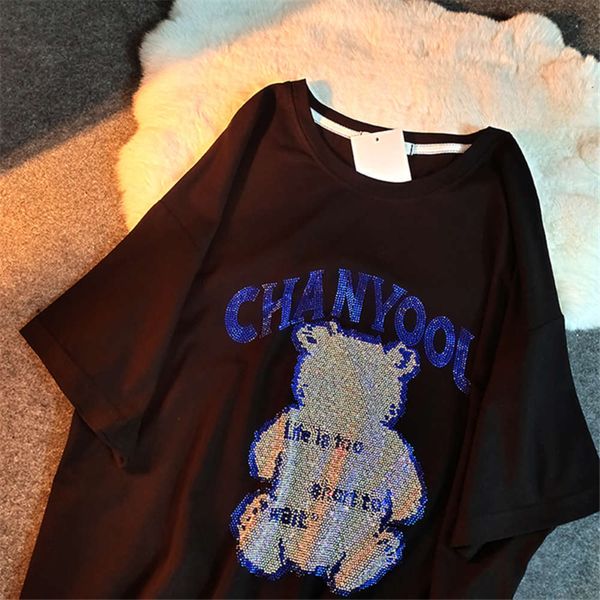 women's t-shirt ins super short 2021 summer wear korean chao brand heavy industry drill bear loose half sleeve um0k, White
women's t-shirt ins super short 2021 summer wear korean chao brand heavy industry drill bear loose half sleeve um0k, White