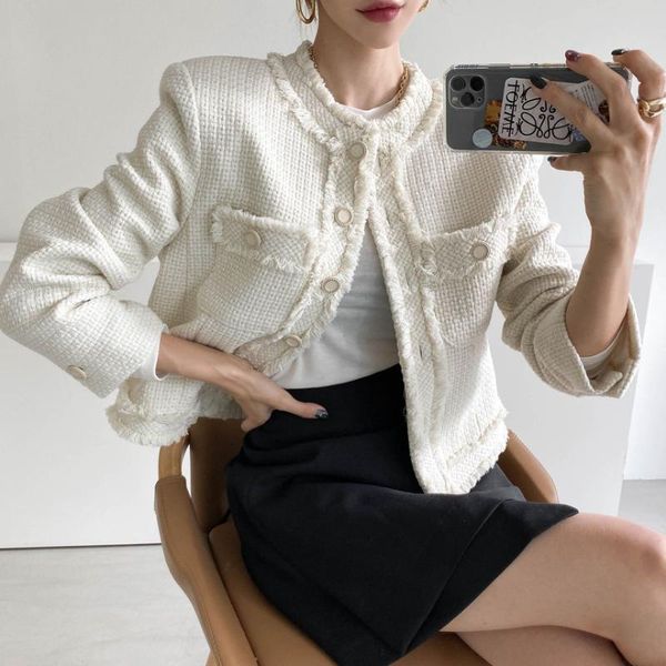 women's wool & blends korean chic 2021 autumn and winter solid white short o-neck woolen coat office lady stylish jacket, Black
women's wool & blends korean chic 2021 autumn and winter solid white short o-neck woolen coat office lady stylish jacket, Black