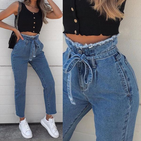high waist street style women jean bur belt comfortable pencil ladies lace pants boyfriend for, Blue
high waist street style women jean bur belt comfortable pencil ladies lace pants boyfriend for, Blue