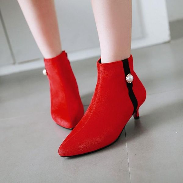 boots big size ma'am fine heel short pearl decoration boot barrel suede high-heeled, Black
boots big size ma'am fine heel short pearl decoration boot barrel suede high-heeled, Black