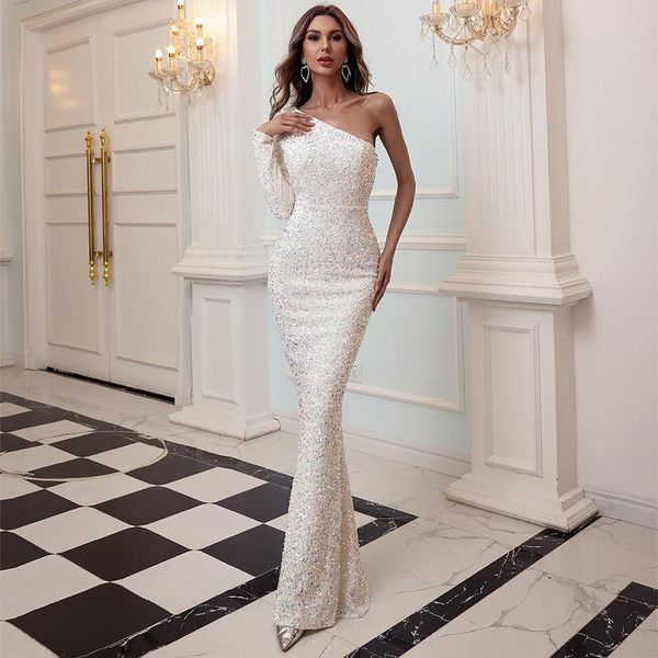 casual dresses evening party women elegant one shoulder irregular neck sequin backless bodycon dress autumn long maxi, Black;gray
casual dresses evening party women elegant one shoulder irregular neck sequin backless bodycon dress autumn long maxi, Black;gray