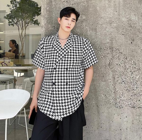 men's casual shirts summer korean style retro thousand bird check shirt short sleeve ruffian shuai net red fried street hairdresser, White;black
men's casual shirts summer korean style retro thousand bird check shirt short sleeve ruffian shuai net red fried street hairdresser, White;black