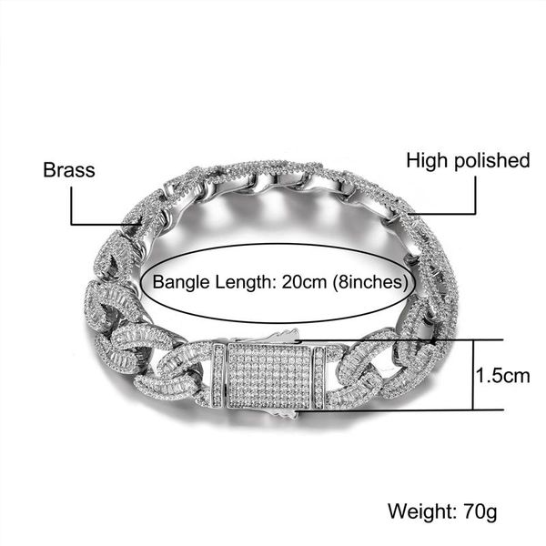 link, chain hip hop 15mm baguette cuban link chains bling iced out cz setting + cubic zirconia box buckle bracelet for men jewelry, Black
link, chain hip hop 15mm baguette cuban link chains bling iced out cz setting + cubic zirconia box buckle bracelet for men jewelry, Black